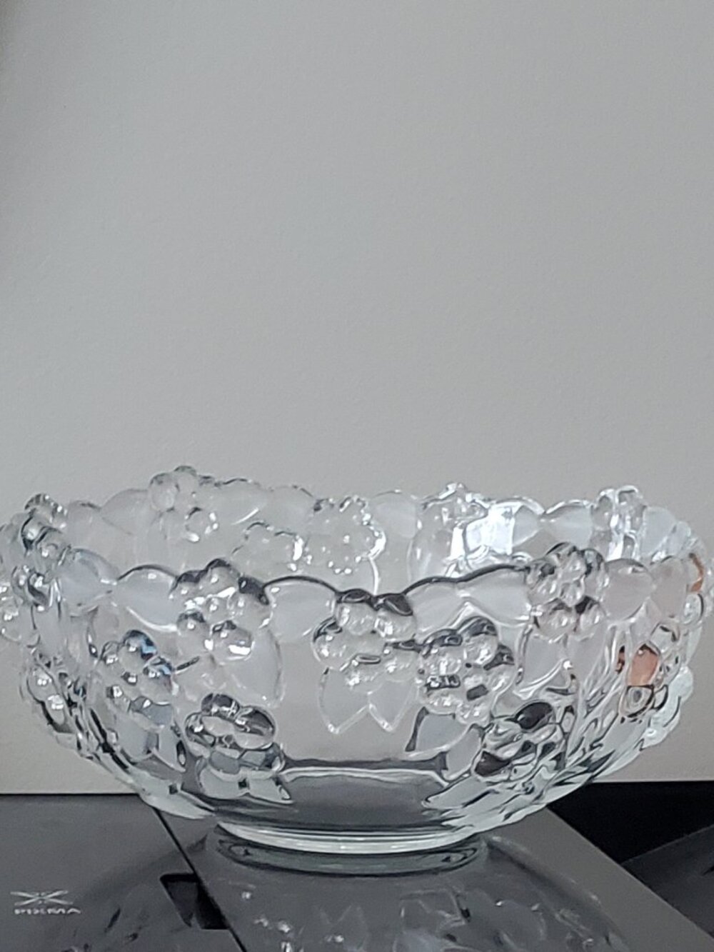Vintage Mikasa Carmen Crystal Bowl 8.75” Walther Glass West Germany FloralFruit